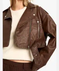Boohoo Vintage Look Faux Leather Crop Biker Jacket