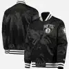 Brooklyn nets the diamond classic starter varsity jacket black