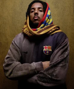 Cj x nike x barcelona split dye crest hoodie