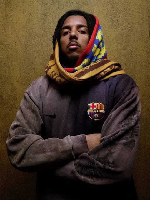 Cj x nike x barcelona split dye crest hoodie