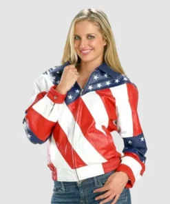 Cowboy Carter Tour Beyonce Michael Hoban American Flag Oversized Leather Jacket Women