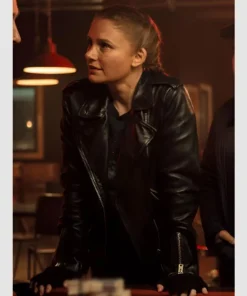 Deep Cover 2025 Bryce Dallas Howard Kat Black LeatherBiker Jacket