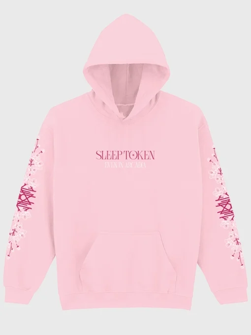 Even in arcadia floral sleep token pink hoodie
