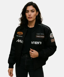 Hollister F1 McLaren Graphic Bomber Jacket Black