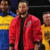 MLB Timberwolves Vs Warriors Stephen Curry Under Armour Red Jacket