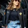 Mariska hargitay knicks playoff game jacket