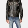 Mens Diesel Distressed Leather Jacket