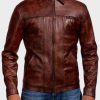 Mens Distressed Leather Brown Jacket