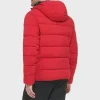 Mens-Puffer-Red-Stretch-Jacket-With-Sherpa-Hood