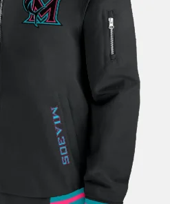 Miami Marlins Nike Black 2025 City Connect Bomber Jacket