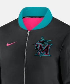 Miami Marlins Nike Black City Connect Bomber Jacket