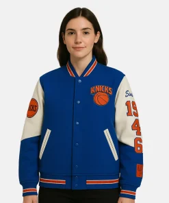 Mitchell & Ness Knicks Team History Varsity Jacket Women