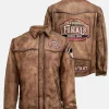 NHSFR 2025 Contestant Distressed  Brown Leather Jacket