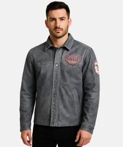 NJHFR 2025 Contestant Distressed Leather Jacket Grey