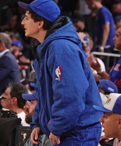 Ny knicks timothee chalamet hooded jacket blue
