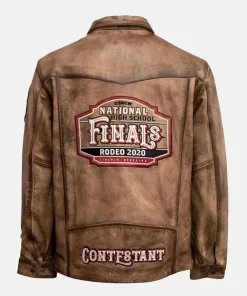 National High School Finals Rodeo NHSFR 2025 Contestant Distressed  Brown Leather Jacket Unisex