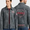 National High School Finals Rodeo NHSFR 2025 Contestant Vintage Distressed Grey Leather Jacket Unisex