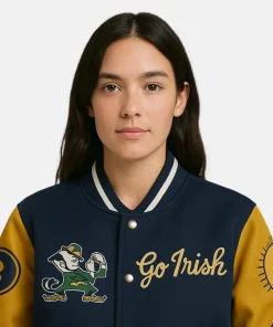 Notre Dame Fighting Irish 2025 National Championship Blue Varsity Jacket women