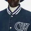 Ow Full Denim Off-White Varsity Jacket