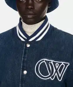 Ow Full Denim Off-White Varsity Jacket