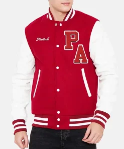 Pharrell Williams Princess Anne High School Letterman Varsity Bomber Jacket - Red and White