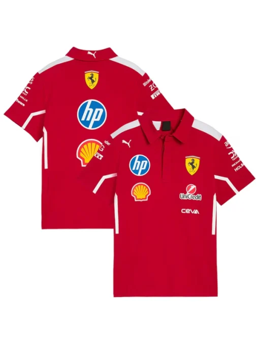 Scuderia ferrari 2025 team polo t shirt red