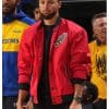Timberwolves Vs Warriors Stephen Curry Under Armour Red Jacket MLB