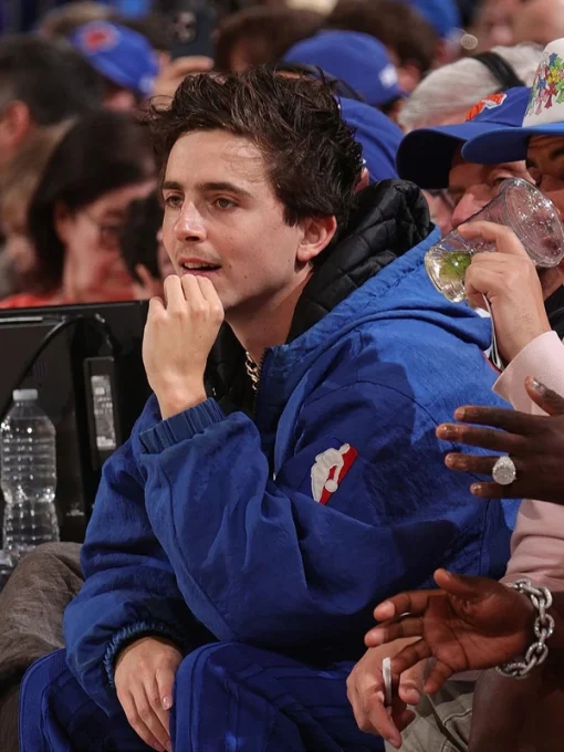 Timothee chalamet ny knicks jacket blue