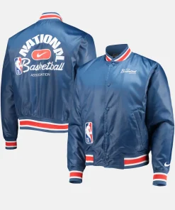 Unisex NBA Nike Blue 75th Anniversary Courtside Satin Full-Snap Jacket