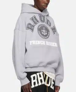 Unisex Rhude French Riviera Patch Fleece Hoodie Gray