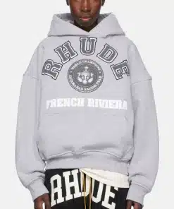 Unisex Rhude French Riviera Patch Grey Fleece Hoodie
