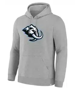 Utah Mammoth Primary Logo Legacy Grey Fleece Pullover Hoodie