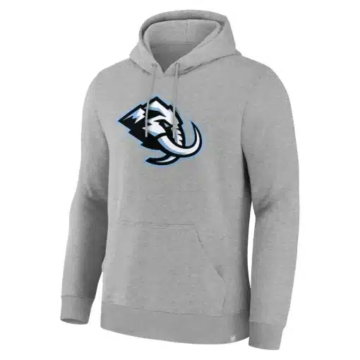 Utah Mammoth Primary Logo Legacy Grey Fleece Pullover Hoodie
