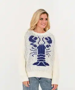 Women Graphics Lobster Sweater - Blue