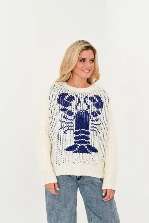 Women Graphics Lobster Sweater - Blue