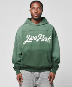 LFDY Live Fast Die Young Script Hoodie Green