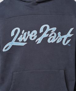 LFDY Live Fast Die Young Script Hoodie Blue
