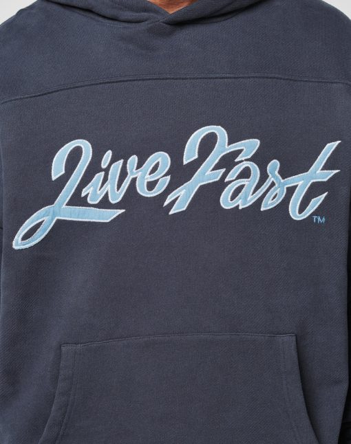 LFDY Live Fast Die Young Script Hoodie Blue