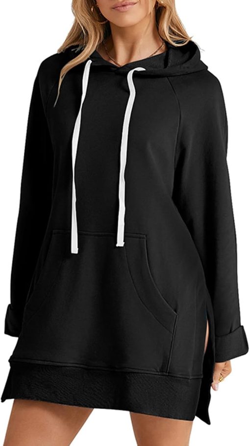The Warmy Oversized Hoodie Long Dress Black