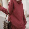 Warmy Oversized Hoodie Long Dress Red Maroon