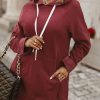 The Warmy Oversized Hoodie Long Dress Red Maroon