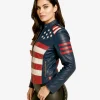 America USA Flag Independence Women's Biker Leather Jacket