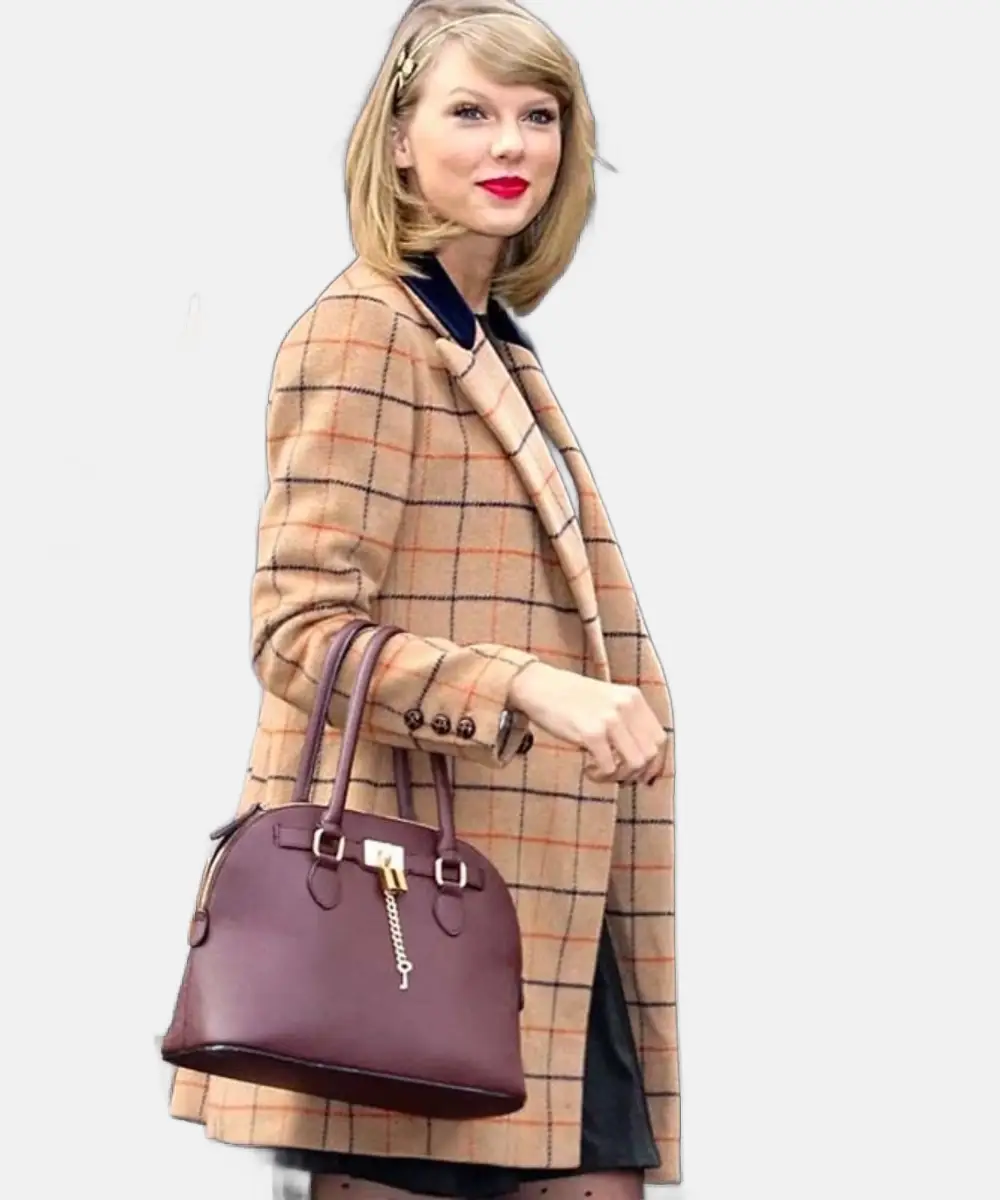 American Singer Taylor Swift Brown Plaid Check Coat