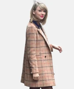 American Singer Taylor Swift Brown Plaid Checkered Coat