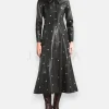 Black studded leather coat