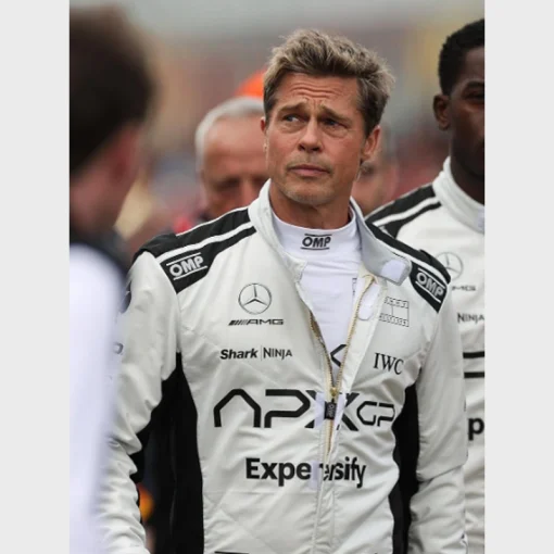 Brad pitt f1 white and black racer jacket