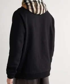 Burberry pullover checked hoodie black