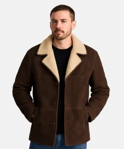 Carl Morck Dept Q 2025 Matthew Goode Shearling Brown Suede Leather Coat