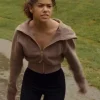 Cropped Ginny and Georgia Brown Zip Up Hoodie