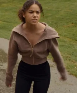 Cropped Ginny and Georgia Brown Zip Up Hoodie